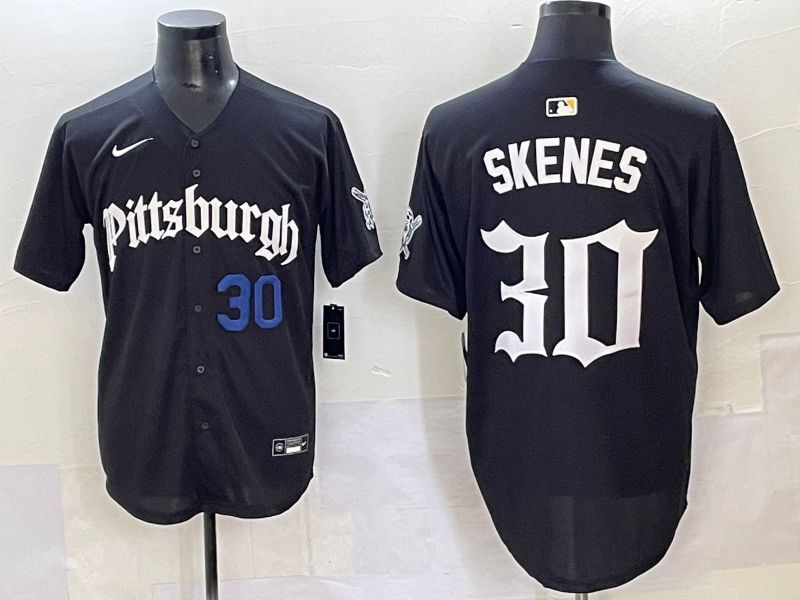 Men 2025 Pittsburgh Pirates #30 Skenes Black Five generations Joint Name Nike MLB Jersey style 6->pittsburgh pirates->MLB Jersey